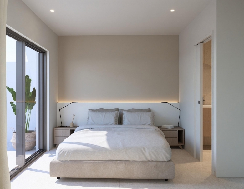 Villa adosada en una sola planta con 2 domitorios, solarium y piscina privada a la venta en Resort-Torre Pacheco