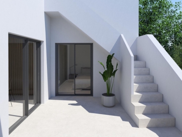 Villa adosada en una sola planta con 2 domitorios, solarium y piscina privada a la venta en Resort-Torre Pacheco