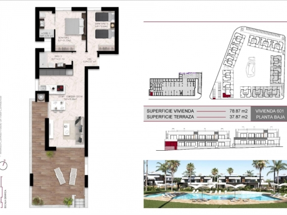 Bungalow de planta baja con 2 dormitorios a la venta en Lo Marabú, Ciudad Quesada