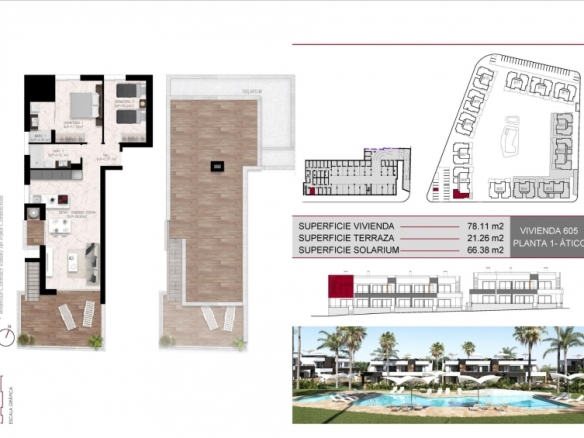 Bungalow de planta alta con 2 dormitorios a la venta en Lo Marabú, Ciudad Quesada