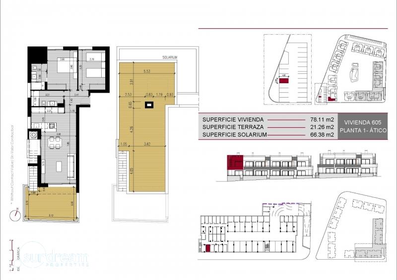Bungalow de planta alta con 2 dormitorios a la venta en Lo Marabú, Ciudad Quesada