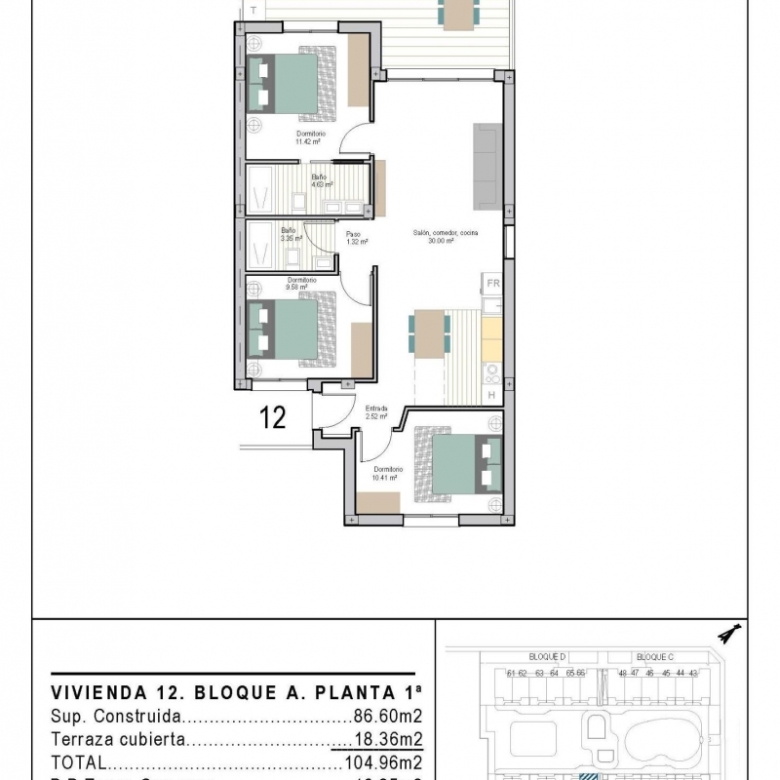 Apartamento de nueva construcción de 3 dormitorios a la venta en San Cayetano, Torrepacheco, Murcia