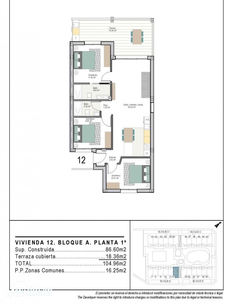 g_42366-14-22 Apartamento de nueva construcción de 3 dormitorios a la venta en San Cayetano, Torrepacheco, Murcia
