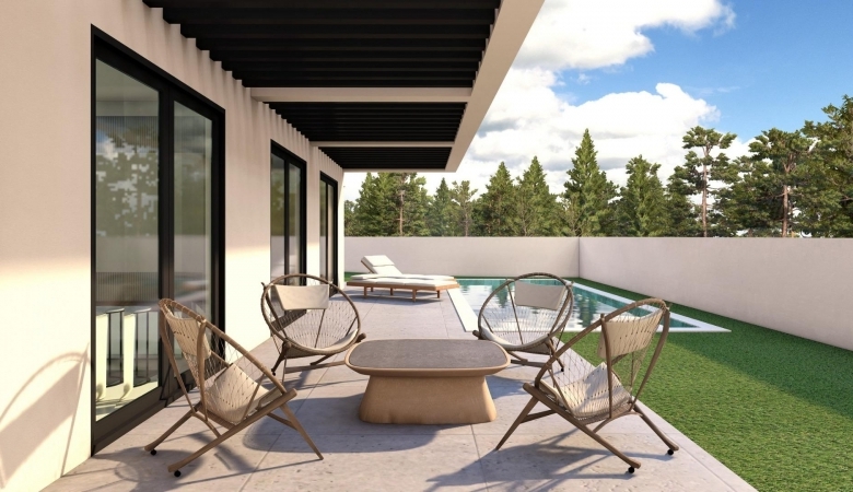 Villa exclusiva de una sola planta con 4 dormitorios y piscina privada en Finestrat.