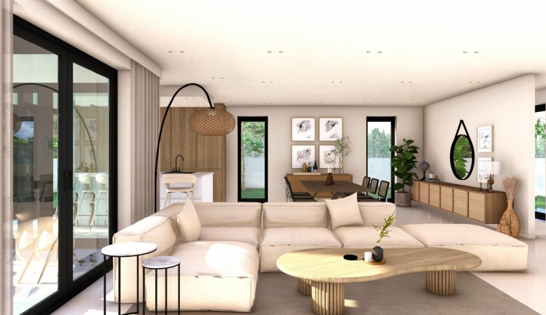 Villa exclusiva de una sola planta con 4 dormitorios y piscina privada en Finestrat.