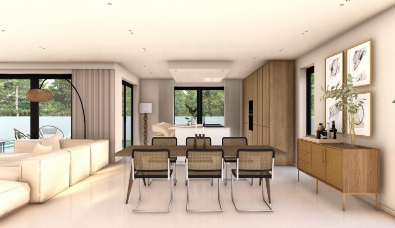 Villa exclusiva de una sola planta con 4 dormitorios y piscina privada en Finestrat.