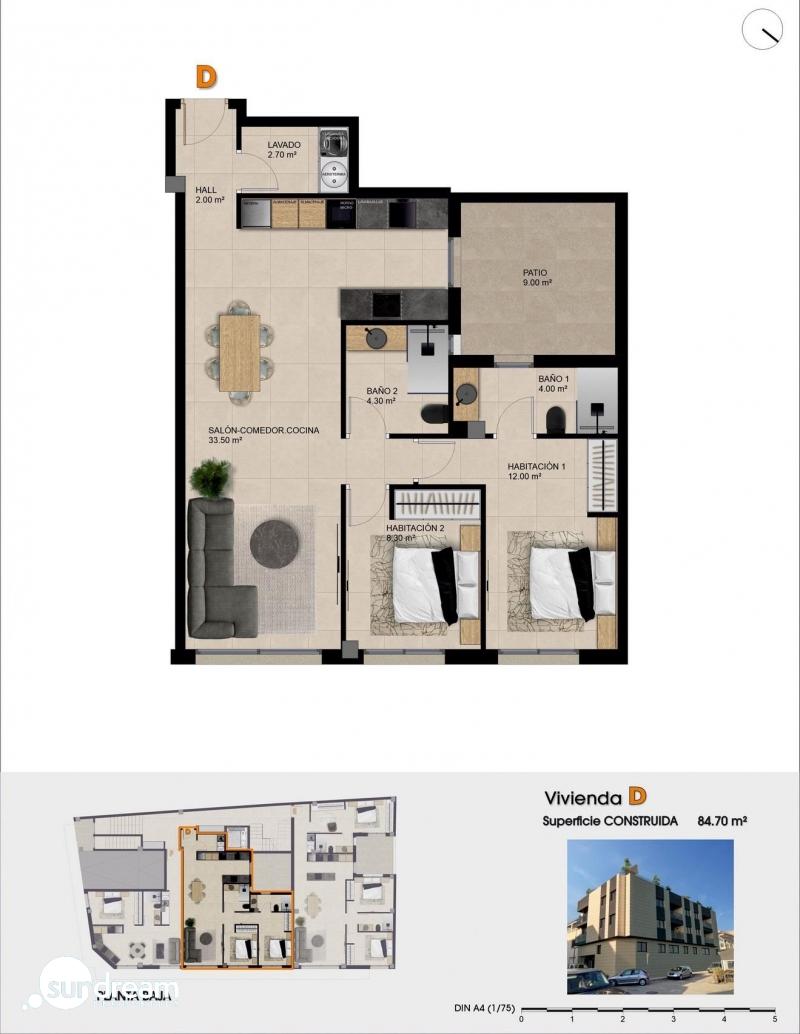 g_42540-23-7 Apartamento moderno con 2 dormitorios y piscina comunitaria en la azotea a la venta en Catral(Alicante)