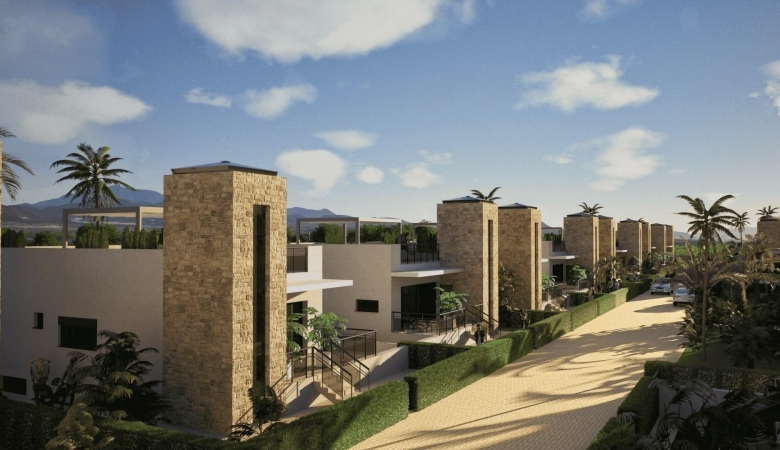 Villa de nueva construcción con 3 dormitorios, solárium privado y sótano en campo de golf en Mazarrón(Murcia)