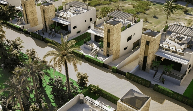 Villa de nueva construcción con 3 dormitorios, solárium privado y sótano en campo de golf en Mazarrón(Murcia)