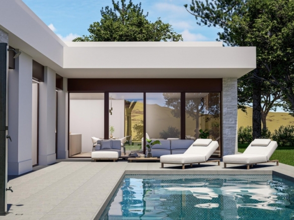 Villa de nueva construcción de 3 dormitorios con piscina privada rodeada de naturaleza en Pinoso(Alicante)