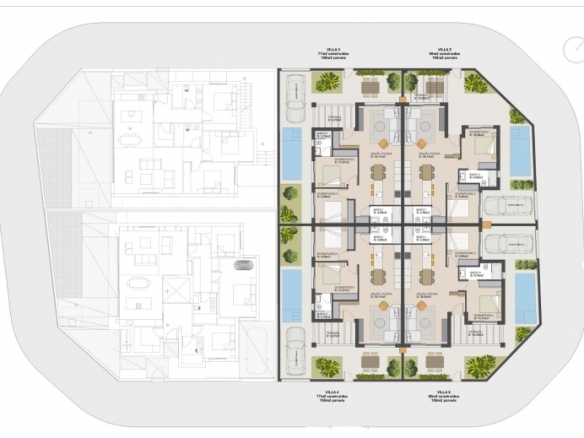 Villa de nueva construcción semiindependiente con 2 dormitorios y piscina privada en Torre Pacheco