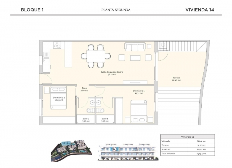Ático de nueva construcción con 2 dormitorios en venta (Finestrat)