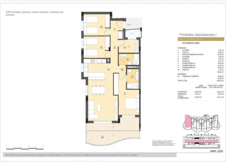 Apartamento moderno de 3 dormitorios en complejo residencial exclusivo con vistas al mar en Finestrat