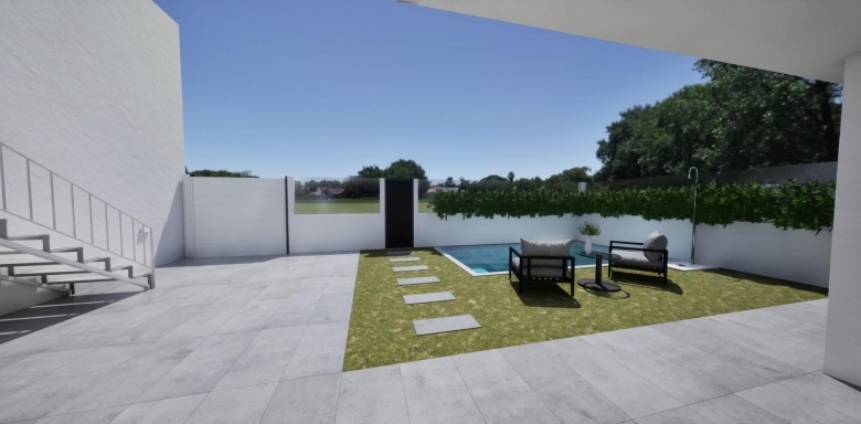Villa adosada de nueva construcción en esquina con 3 dormitorios, piscina privada y solárium en Torre Pacheco(Murcia)