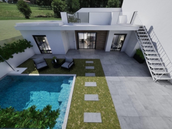 Villa adosada de nueva construcción en esquina con 3 dormitorios, piscina privada y solárium en Torre Pacheco(Murcia)
