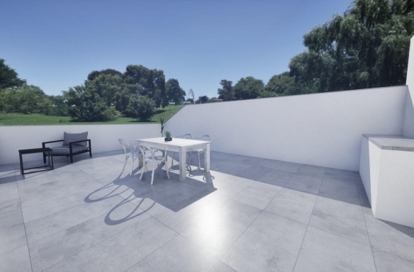 Villa adosada de nueva construcción en esquina con 3 dormitorios, piscina privada y solárium en Torre Pacheco(Murcia)
