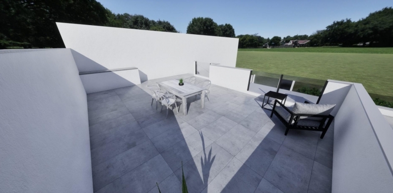 Villa adosada de nueva construcción en esquina con 3 dormitorios, piscina privada y solárium en Torre Pacheco(Murcia)