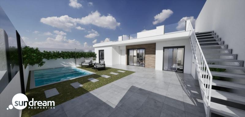 Villa adosada de nueva construcción en esquina con 3 dormitorios, piscina privada y solárium en Torre Pacheco(Murcia)