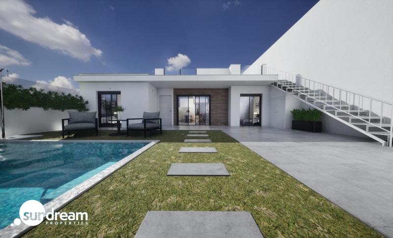 Villa adosada de nueva construcción en esquina con 3 dormitorios, piscina privada y solárium en Torre Pacheco(Murcia)