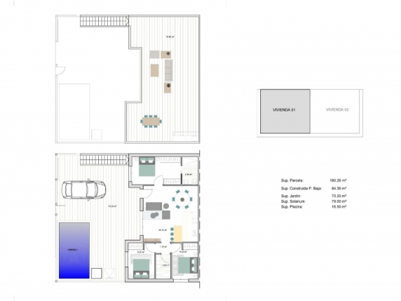 Villa adosada de nueva construcción en esquina con 3 dormitorios, piscina privada y solárium en Torre Pacheco(Murcia)