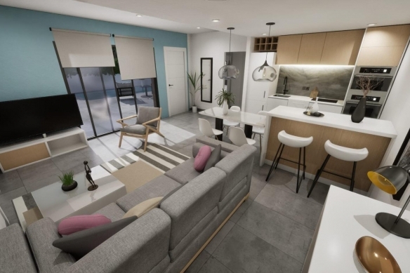 Villa adosada de nueva construcción en esquina con 3 dormitorios, piscina privada y solárium en Torre Pacheco(Murcia)