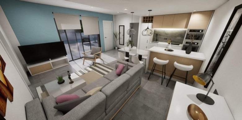 Villa adosada de nueva construcción en esquina con 3 dormitorios, piscina privada y solárium en Torre Pacheco(Murcia)