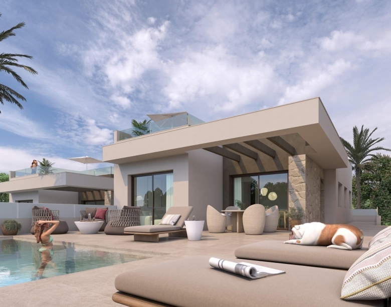 Villa de nueva construcción con 3 dormitorios y piscina privada a la venta en Benijófar