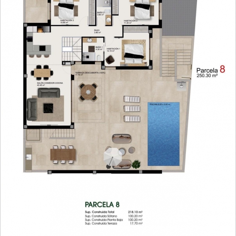 Villa de nueva construcción con 4 dormitorios y piscina privada a la venta en Benijófar