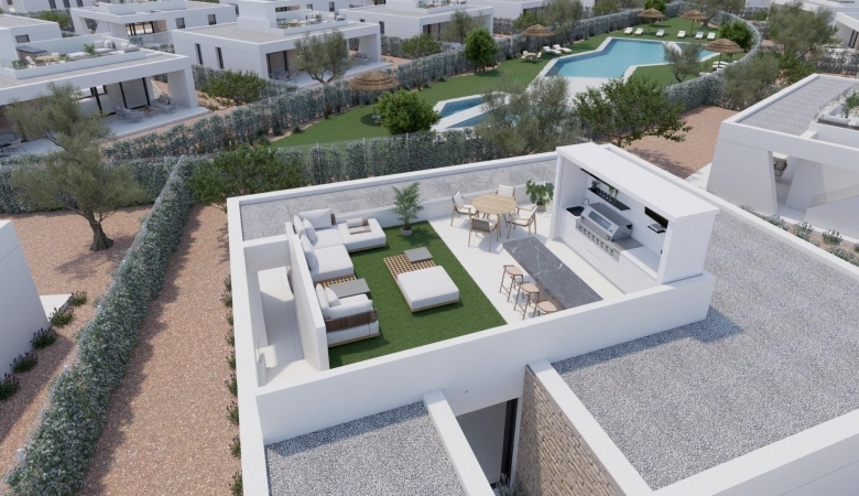 Villa de 3 dormitorios en un sola planta con solarium y piscina privada en Hacienda del Álamo Golf Resort(Murcia)