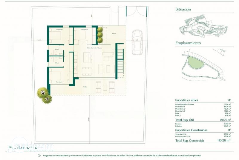 Villa de 3 dormitorios en un sola planta con solarium y piscina privada en Hacienda del Álamo Golf Resort(Murcia)