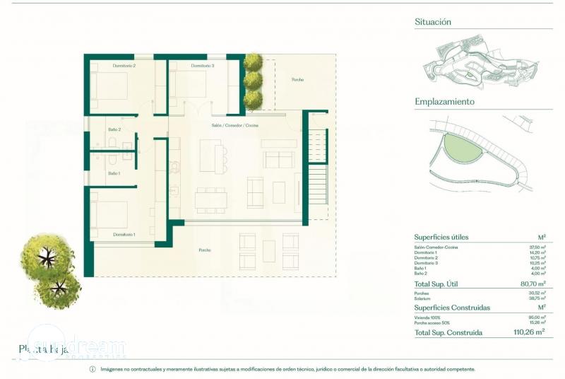 Villa de 3 dormitorios en un sola planta con solarium y piscina privada en Hacienda del Álamo Golf Resort(Murcia)