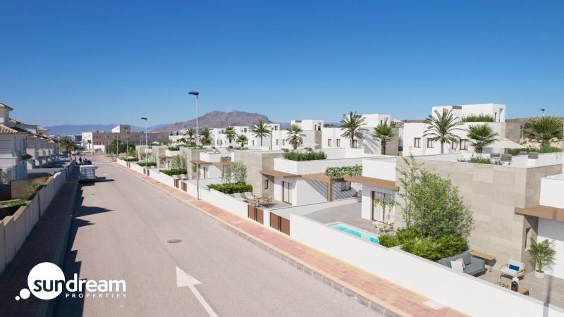 Villa pareada de 3 dormitorios con solarium a solo 950m de la playa en Puerto de Mazarrón