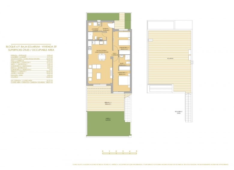 Adosado de 2 dormitorios con jardín y solarium privado en Vistabella Golf(Orihuela)