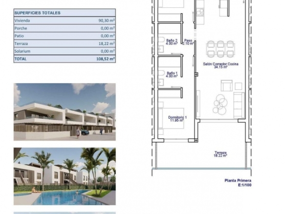 Apartamento moderno de 2 dormitorios a 3km de la playa a la venta en Pilar de la Horadada