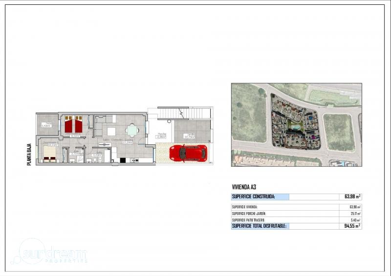 Bungalow de planta baja con 2 dormitorios y jardín privado a la venta en Cox(Alicante)