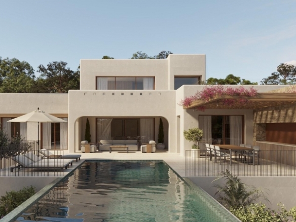 Villa de lujo de estilo ibicenco con 3 dormitorios a solo 1 km de la playa en La Fustera(Benissa)