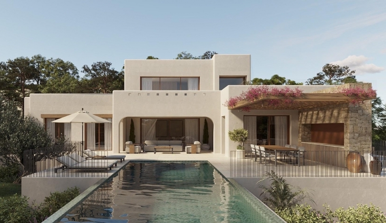 Villa de lujo de estilo ibicenco con 3 dormitorios a solo 1 km de la playa en La Fustera(Benissa)