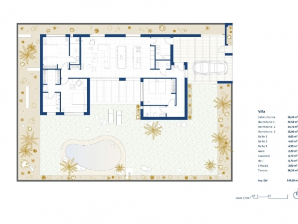 Villa de 3 dormitorios de nueva construcción con piscina privada en resort de golf en Murcia