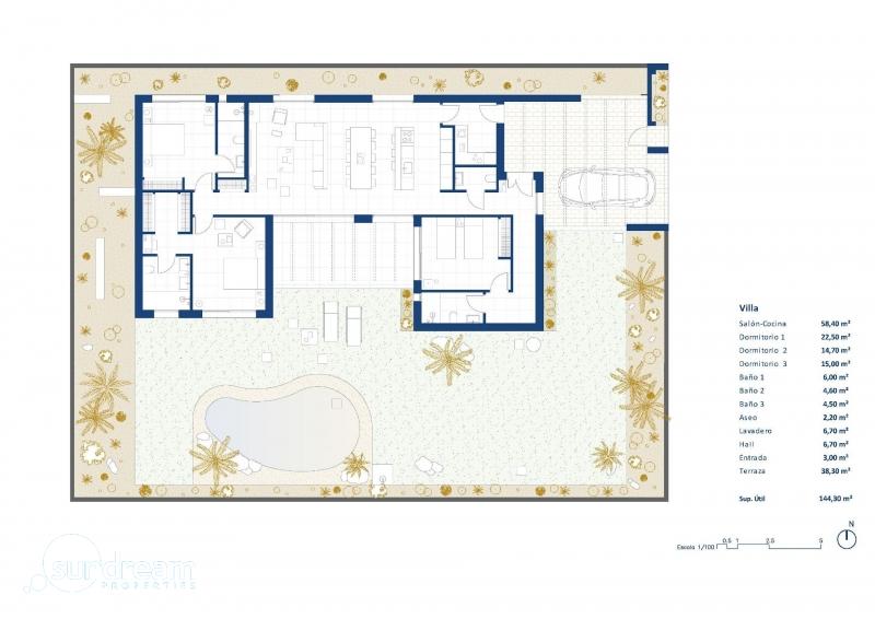 g_43451-7-19 Villa de 3 dormitorios de nueva construcción con piscina privada en resort de golf en Murcia
