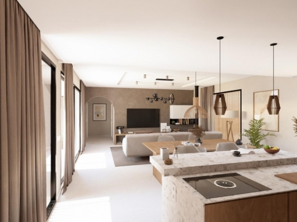 Villa en una planta con 2 dormitorios y piscina privada en golf resort (Murcia)