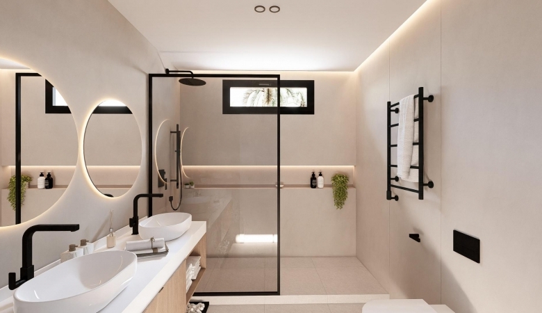 Villa en una planta con 2 dormitorios y piscina privada en golf resort (Murcia)