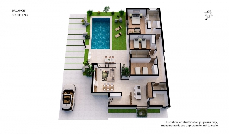 Villa en una sola planta con 3 dormitorios y piscina privada a la venta en resort de golf(Murcia)