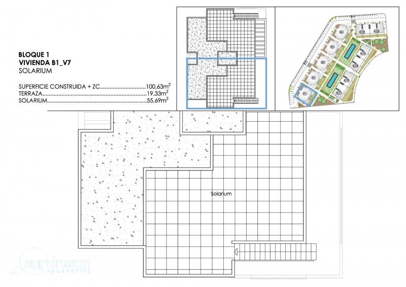 Ático de 3 dormitorios de nueva construcción a la venta en Santa Rosalia Lake and Life Resort(Murcia)