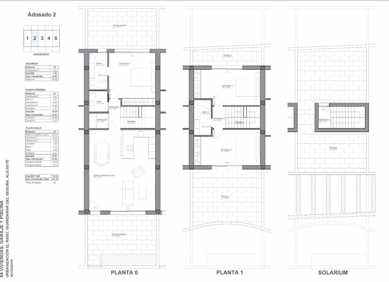 Adosado de nueva construcción con 3 dormitorios y amplio solarium en El Raso (Guardamar del Segura)