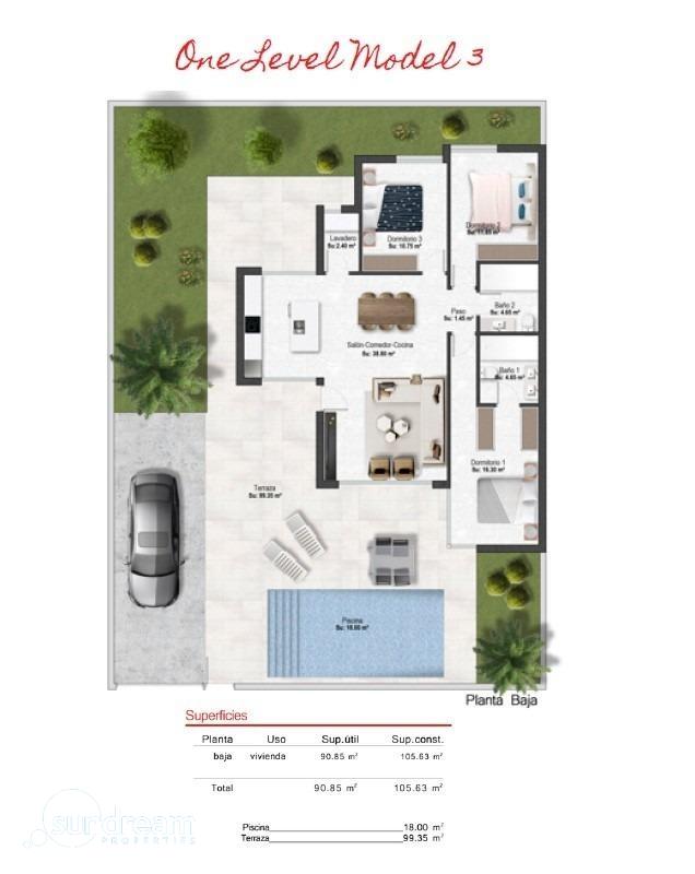 g_43490-11-35 Villa de 3 dormitorios de nueva construcción con piscina privada en campo de golf(Murcia)