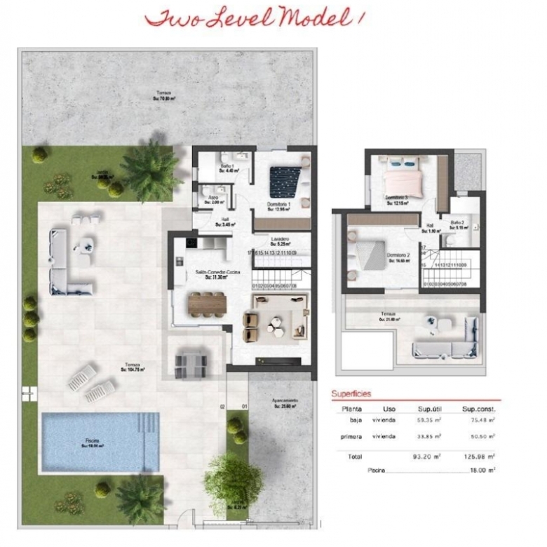 Villa de nueva construcción de 3 dormitorios con piscina privada y vistas a la montaña en campo de golf(Murcia)