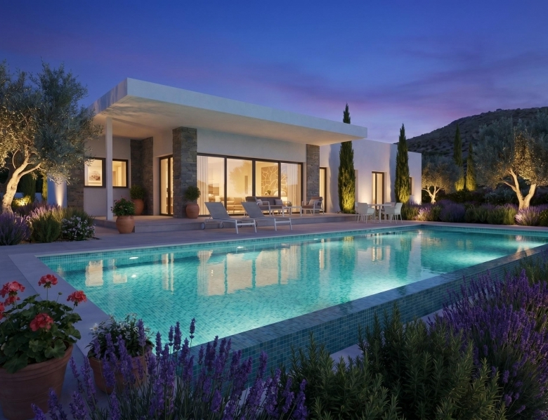 Villa de obra nueva con piscina y terreno en Pinoso