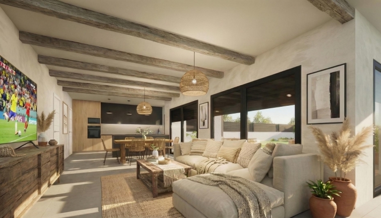 Villa en una sola planta a medida con 3 dormitorios y piscina privada en Pinoso(Alicante)