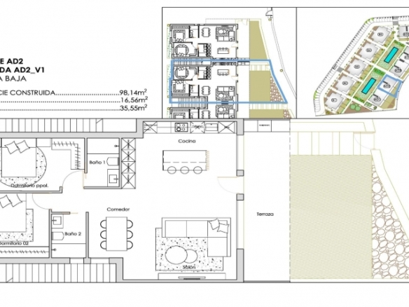 Bungalow de planta baja con 2 dormitorios de nueva construcción en Santa Rosalia Lake and Life Resort