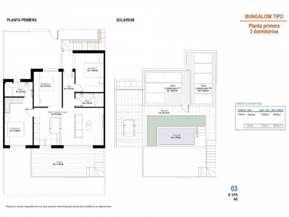 Bungalow de planta alta con 3 dormitorios y solarium privado en Condado de Alhama Golf Resort, Murcia